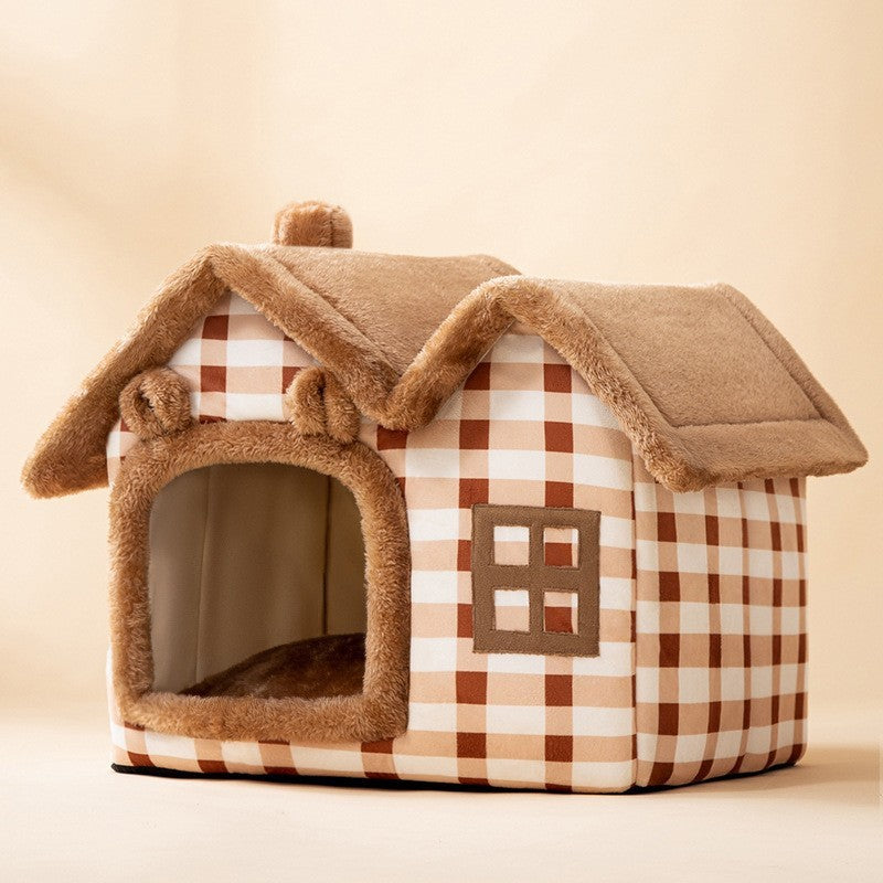 Foldable Warm Pet House – Cozy Winter Bed for Dogs & Cats