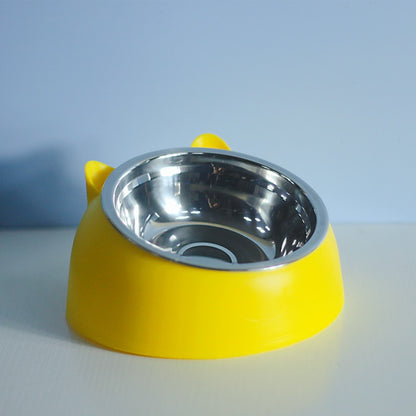 Stainless Steel Double Pet Bowl with Cervical Protection