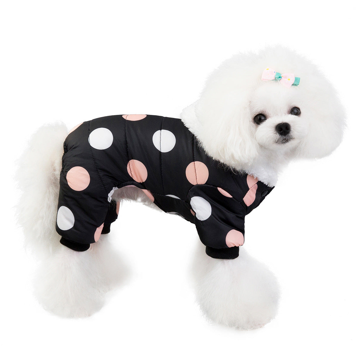 Warm Polka Dot Cotton Pet Coat
