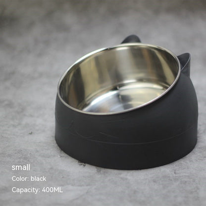 Stainless Steel Double Pet Bowl with Cervical Protection