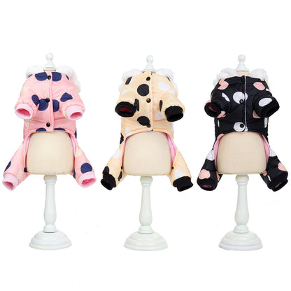 Warm Polka Dot Cotton Pet Coat