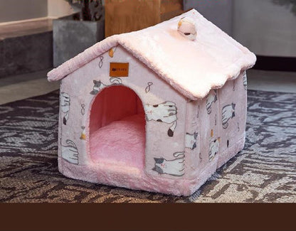 Foldable Warm Pet House – Cozy Winter Bed for Dogs & Cats