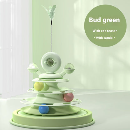 4-Layer Cat Toy Tower – Interactive Roller Ball Track Puzzle for Active Cats