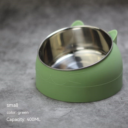 Stainless Steel Double Pet Bowl with Cervical Protection