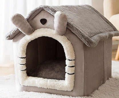 Foldable Warm Pet House – Cozy Winter Bed for Dogs & Cats