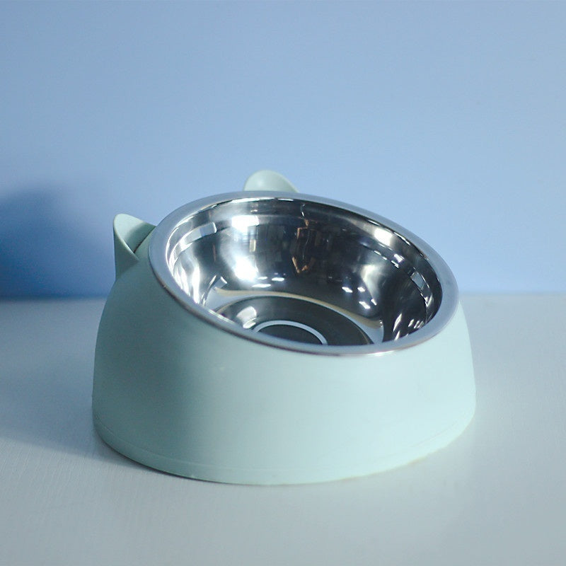 Stainless Steel Double Pet Bowl with Cervical Protection