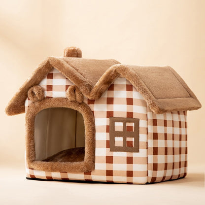 Foldable Warm Pet House – Cozy Winter Bed for Dogs & Cats
