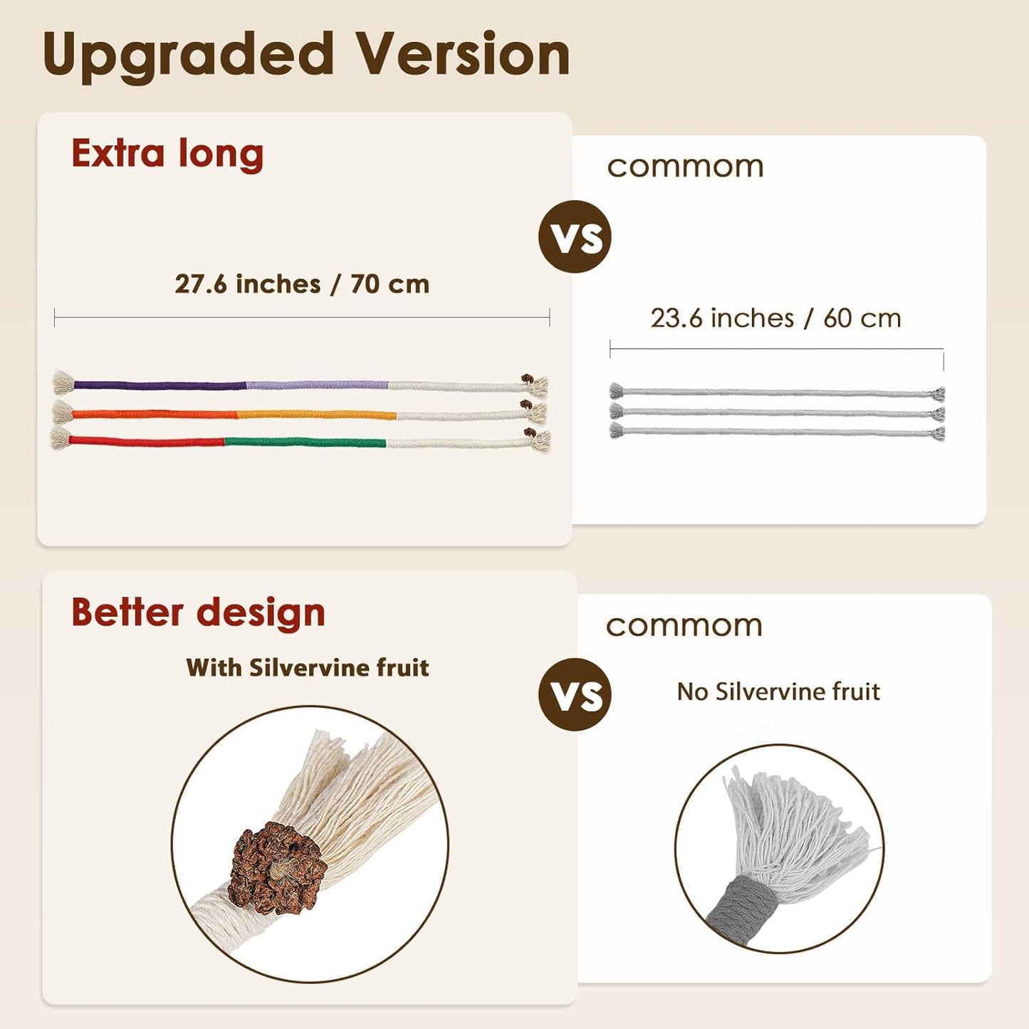 Cotton Rope Cat Toys For Indoor Cats Interactive Cat Rope Toys With Silvervine Fruit For Cats And Kittens Handmade Pet Chew Toys For Teeth Cleaning