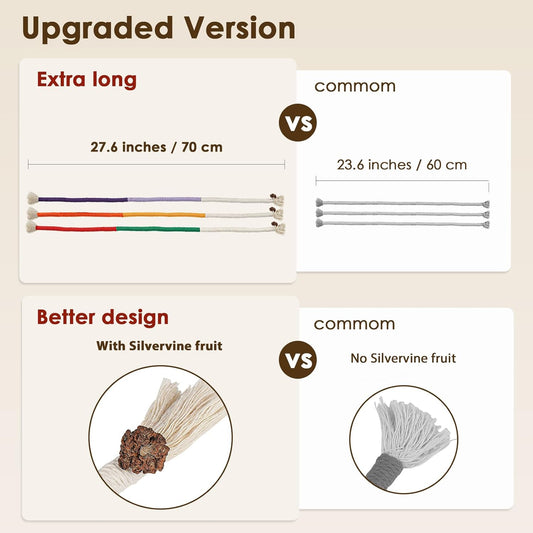 Cotton Rope Cat Toys For Indoor Cats Interactive Cat Rope Toys With Silvervine Fruit For Cats And Kittens Handmade Pet Chew Toys For Teeth Cleaning