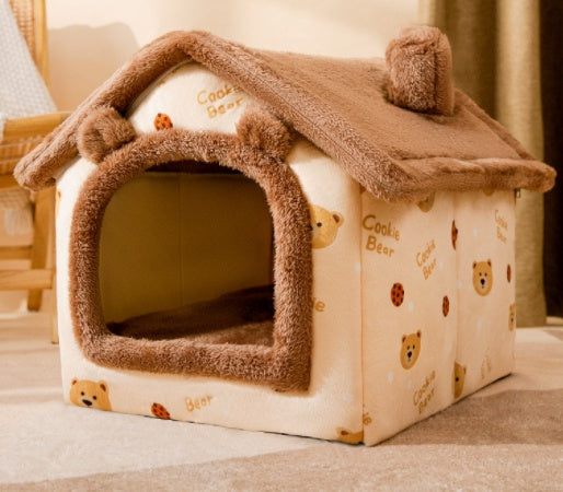 Foldable Warm Pet House – Cozy Winter Bed for Dogs & Cats