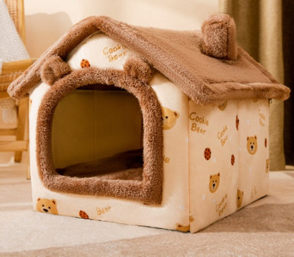 Foldable Warm Pet House – Cozy Winter Bed for Dogs & Cats