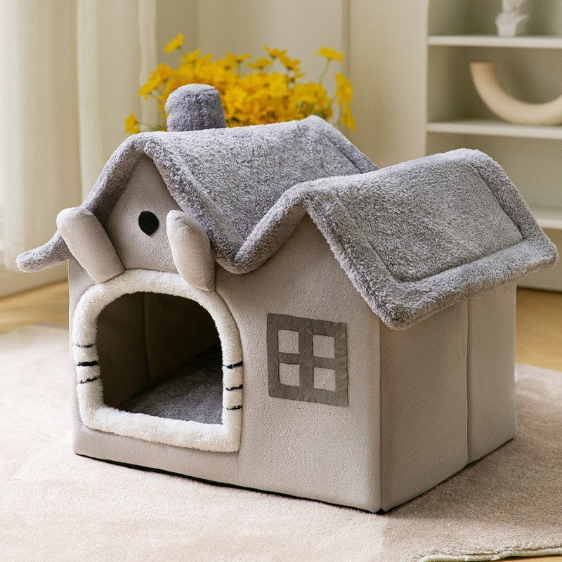 Foldable Warm Pet House – Cozy Winter Bed for Dogs & Cats