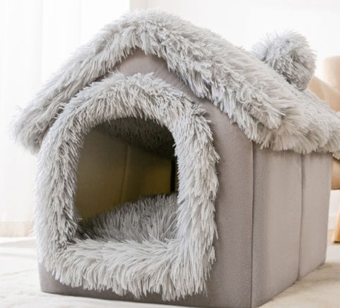 Foldable Warm Pet House – Cozy Winter Bed for Dogs & Cats