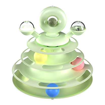 4-Layer Cat Toy Tower – Interactive Roller Ball Track Puzzle for Active Cats