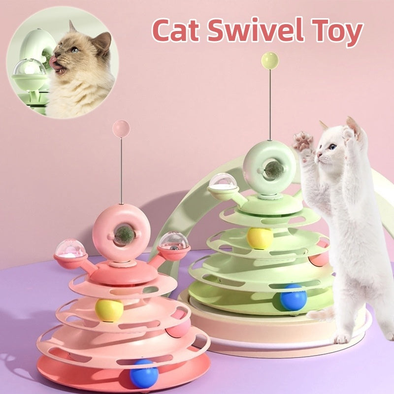 4-Layer Cat Toy Tower – Interactive Roller Ball Track Puzzle for Active Cats