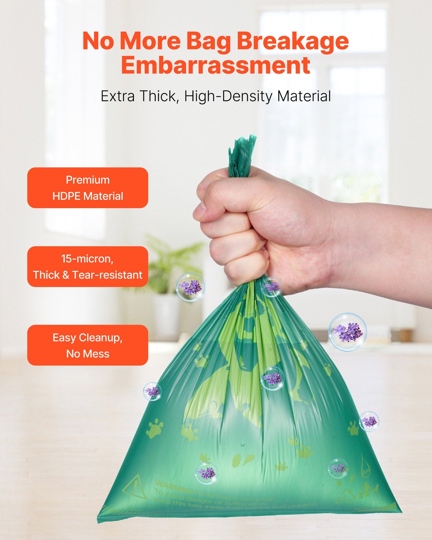 Thick Dog Poop Waste Bags Refill Rolls 270PCS Lavender Scented Biodegradable