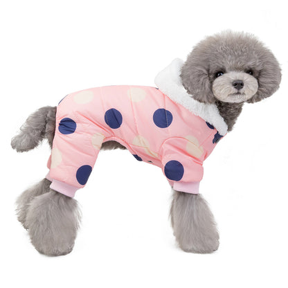 Warm Polka Dot Cotton Pet Coat