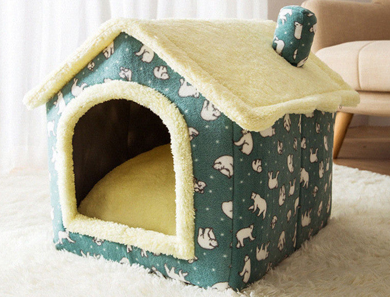 Foldable Warm Pet House – Cozy Winter Bed for Dogs & Cats