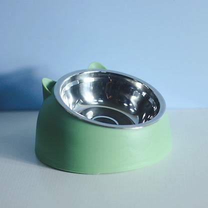 Stainless Steel Double Pet Bowl with Cervical Protection