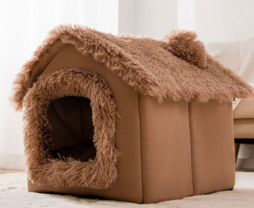 Foldable Warm Pet House – Cozy Winter Bed for Dogs & Cats