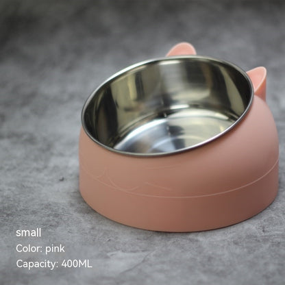 Stainless Steel Double Pet Bowl with Cervical Protection