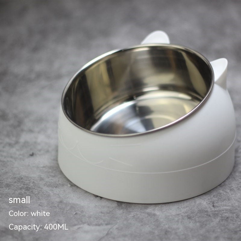 Stainless Steel Double Pet Bowl with Cervical Protection