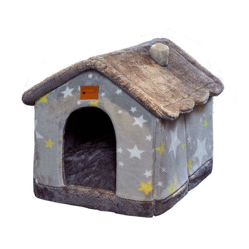 Foldable Warm Pet House – Cozy Winter Bed for Dogs & Cats