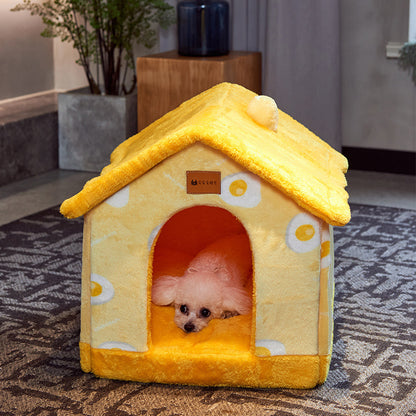 Foldable Warm Pet House – Cozy Winter Bed for Dogs & Cats