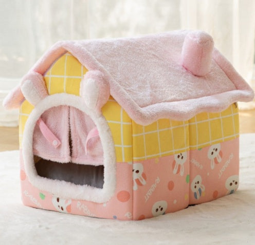 Foldable Warm Pet House – Cozy Winter Bed for Dogs & Cats