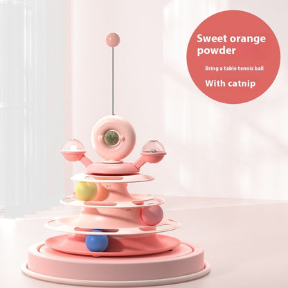 4-Layer Cat Toy Tower – Interactive Roller Ball Track Puzzle for Active Cats