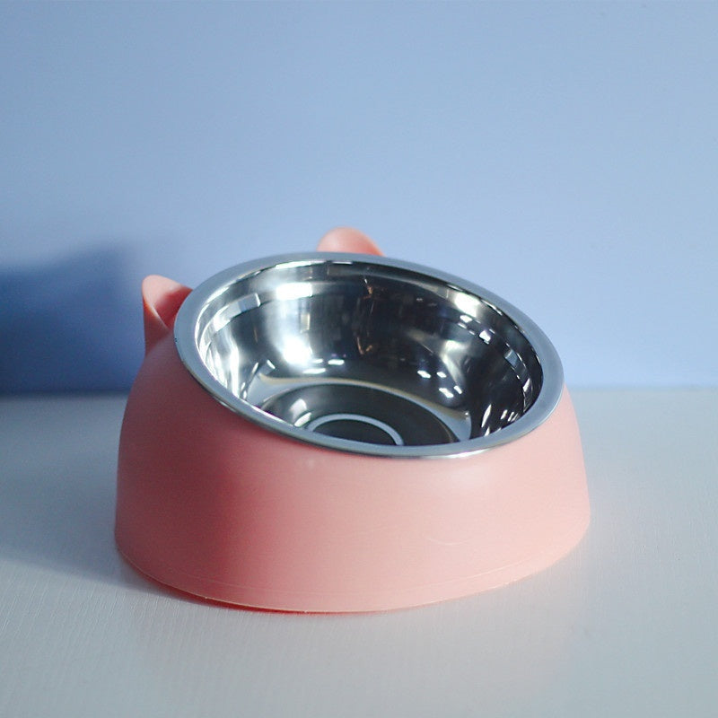 Stainless Steel Double Pet Bowl with Cervical Protection