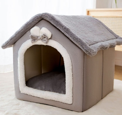 Foldable Warm Pet House – Cozy Winter Bed for Dogs & Cats